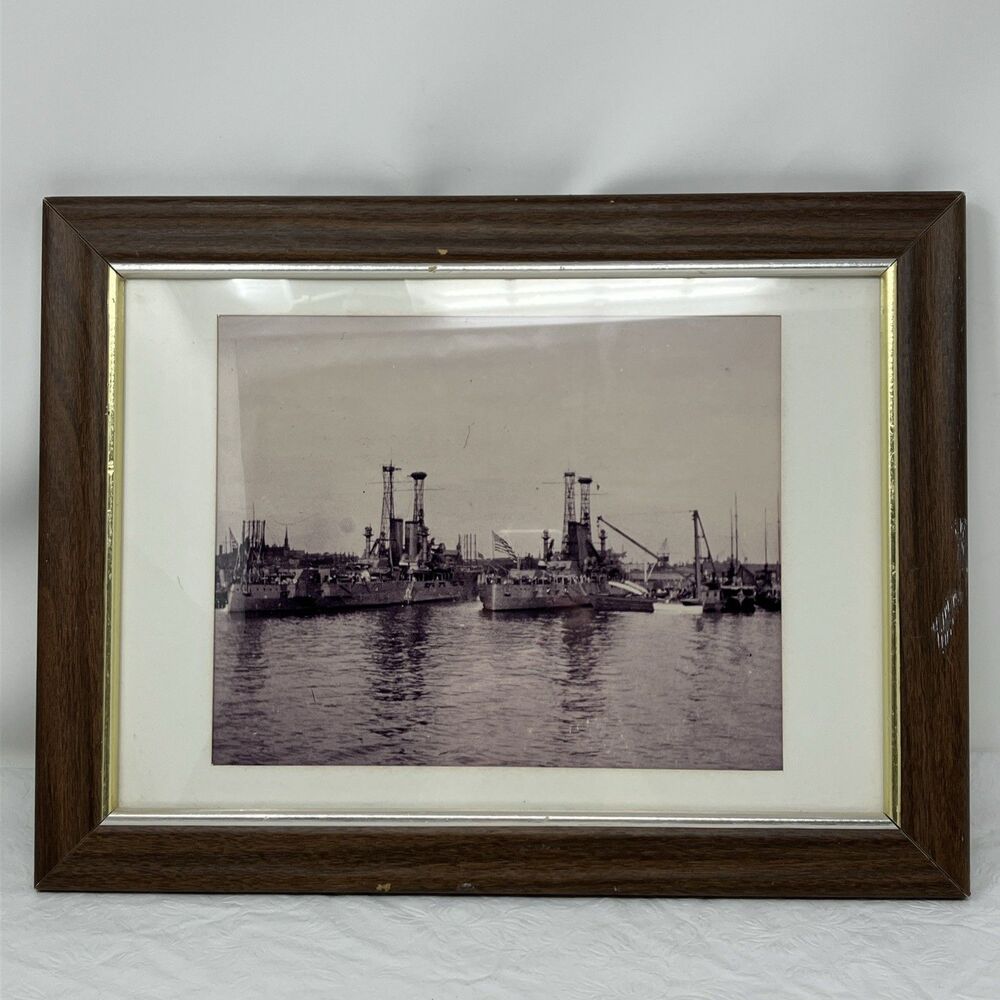 Pan Pacific Exposition Photograph PPIE SF Framed Matted Glass Navy USN Ships